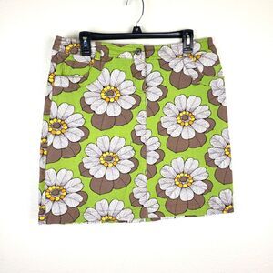 Boden Women's Green White Floral Boho Vacation Resort Mini Skirt Size 14L